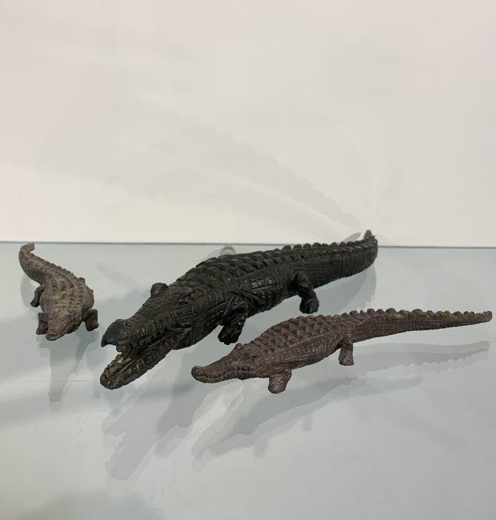 Krokodil, klein, handgemaakt van serpentijn, afkomstig uit Zimbabwe. ca. 20 cm. lang