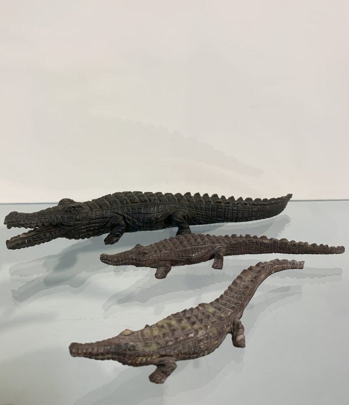 Krokodil, klein, handgemaakt van serpentijn, afkomstig uit Zimbabwe. ca. 20 cm. lang